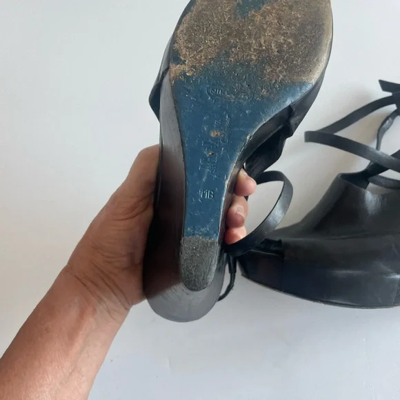 Cole Haan Black Wedge Sandals - Picture 4 of 6